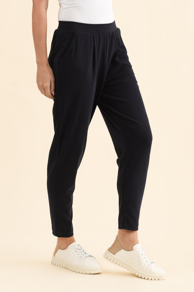 SuedeLuxe Navy Pocket Pants,Brunette model,alt text|model:MJ image 4