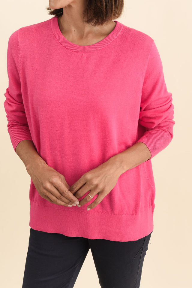 Sunny Pink Long Sleeve Knit Top,Brunette model,alt text|model:Cara image 6