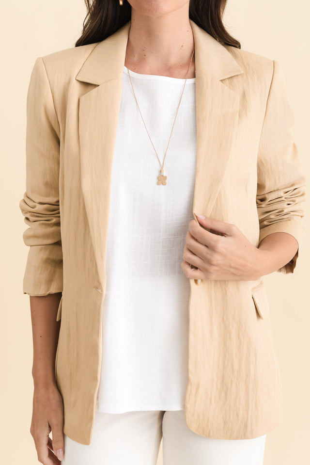 Sutton Beige Collared Blazer,Brunette model,alt text|model:MJ image 6