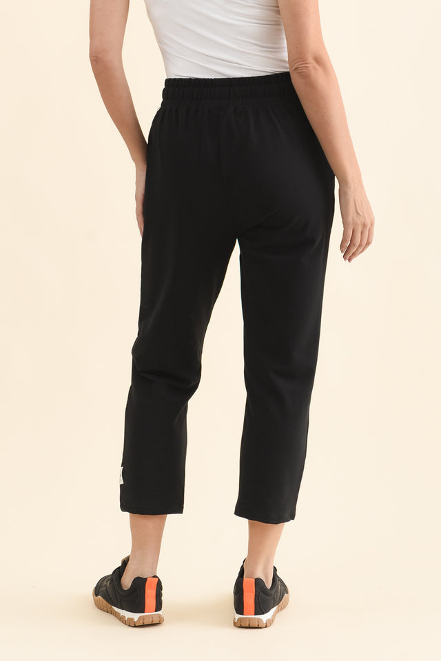 Sutton Black Cotton Relaxed Sweatpants,Back,Brunette model,alt text|model:MJ image 4
