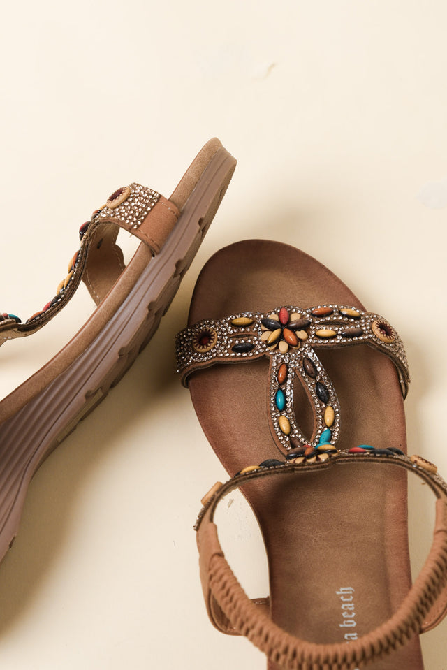 Sweets Tan Beaded Wedge Sandal image 3