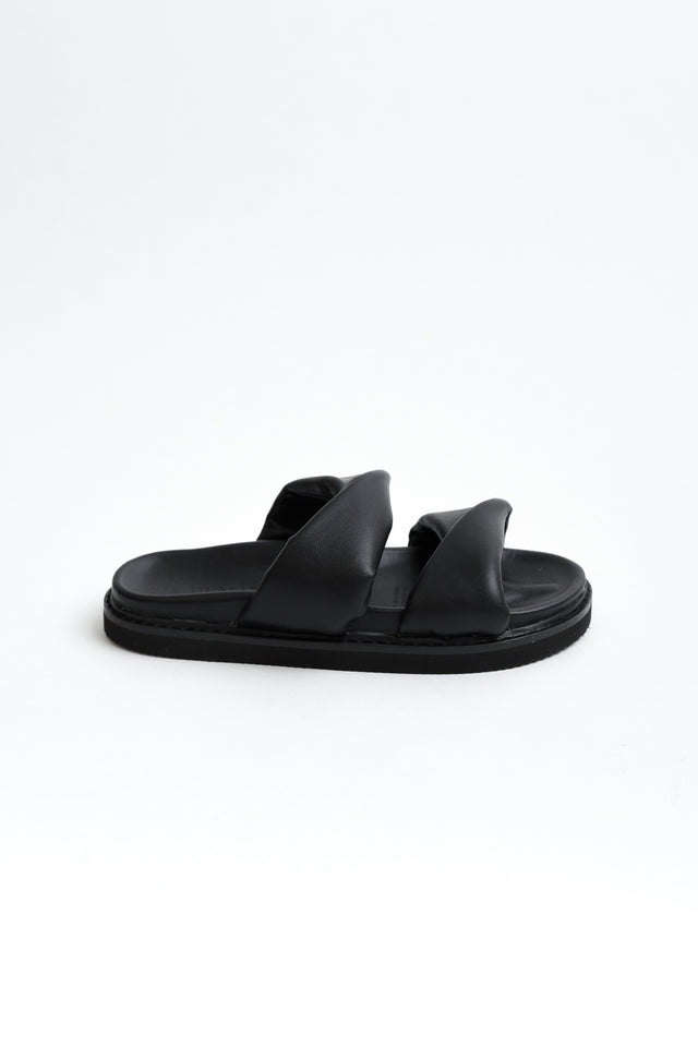 Tactful Black Leather Slide