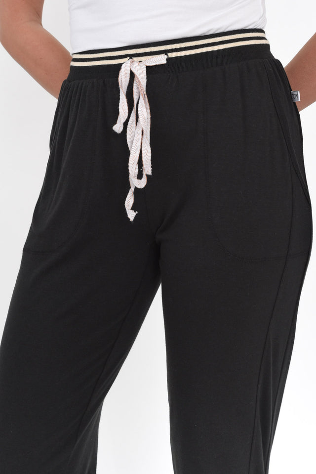 Talissa Black Cotton Drawstring Pants image 5