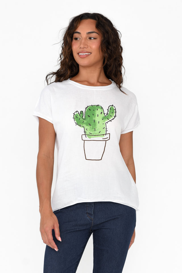 Tamlin White Cactus Linen Cotton Top neckline_Round 