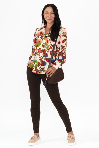 Tanisha Cream Tropical Collared Shirt - Blue Bungalow AU