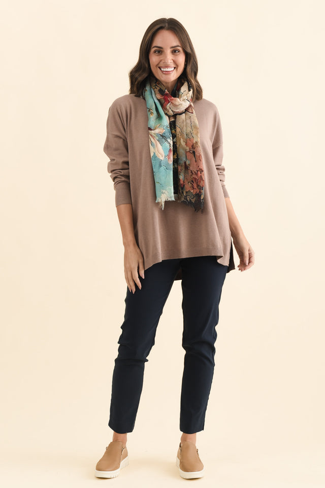 Tanner Mocha Knit Jumper,Brunette model,alt text|model:MJ image 3