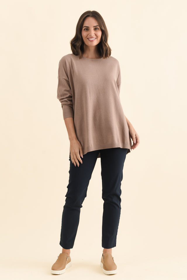 Tanner Mocha Knit Jumper,Brunette model,alt text|model:MJ image 7