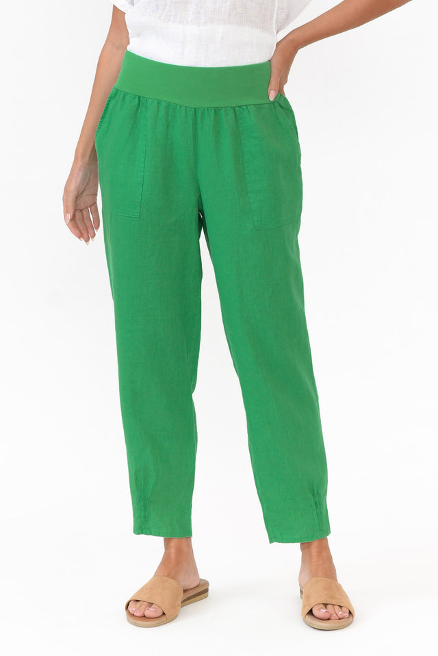Tatum Green Linen Pants image 1