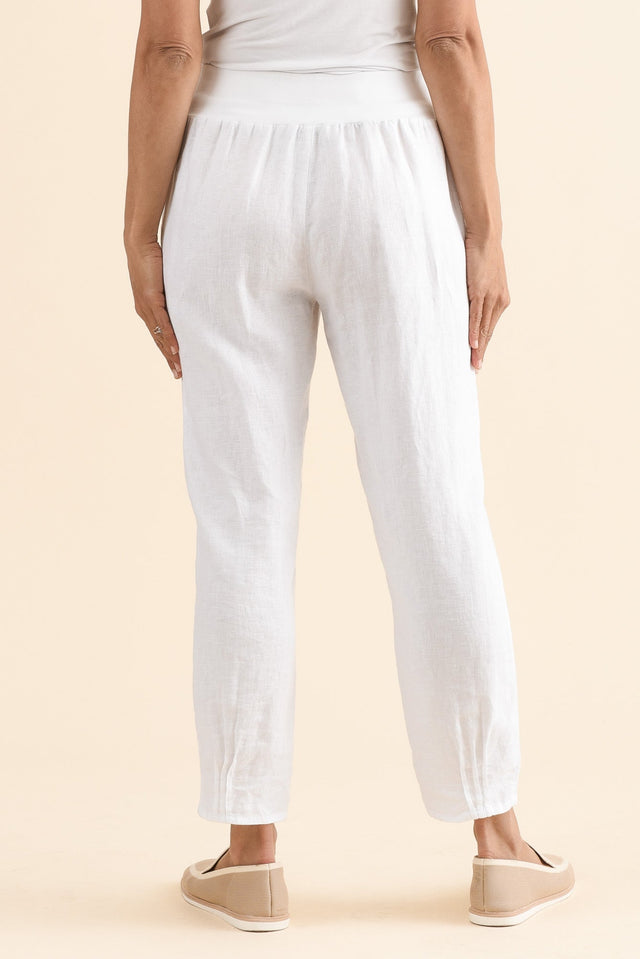 Tatum White Linen Pants,Back,Brunette model,alt text|model:Cara image 6