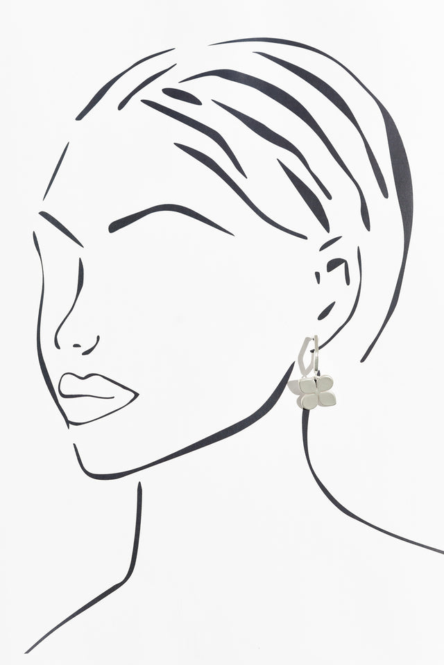 Taylee Silver Clover Hoop Earrings image 2