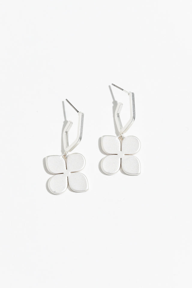 Taylee Silver Clover Hoop Earrings image 1