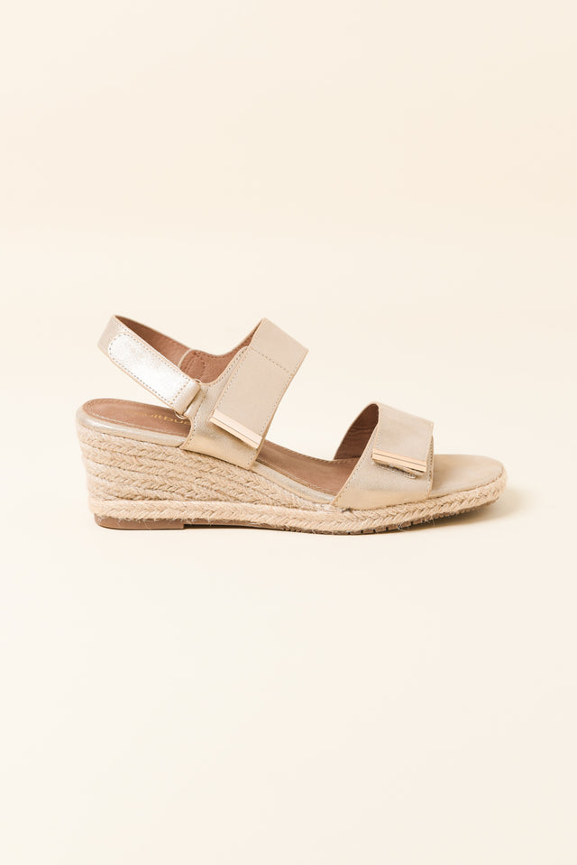 Teach Champagne Espadrille Velcro Wedge image 1