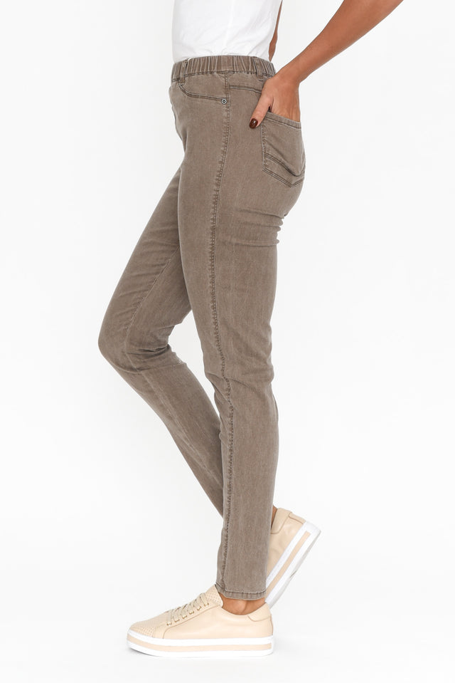 Teri Taupe Stretch Cotton Pants image 4