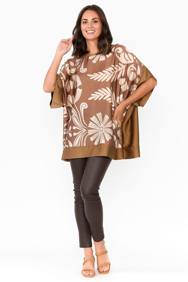 Terni Taupe Floral Gloss Top
