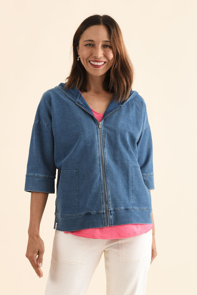 Tessa Vintage Blue Denim Hooded Sweatshirt image 1