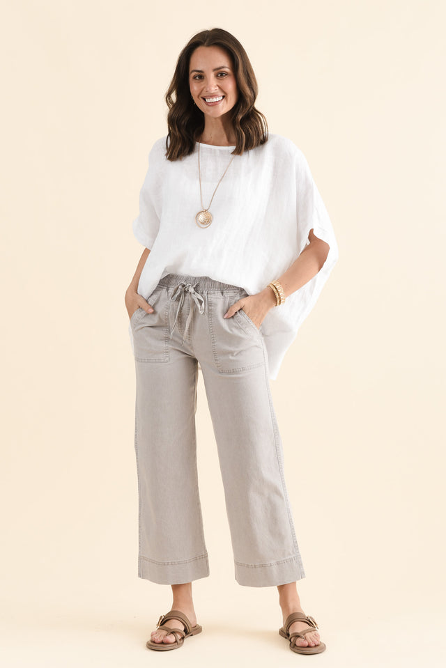 Theodore Washed Natural Drawstring Pants,Full Body,Brunette model,alt text|model:MJ image 6