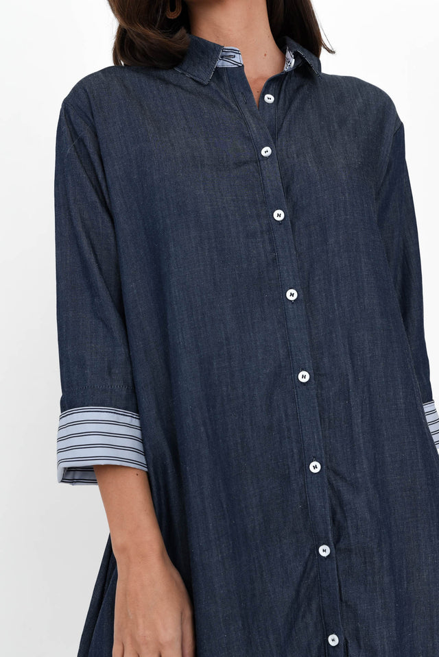 Therese Washed Navy Shirt Dress