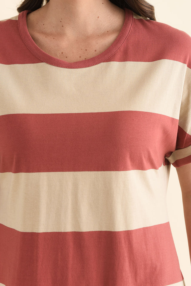 Tiarna Coral Stripe Cotton Dress,Detail,Brunette model,alt text|model:MJ image 5