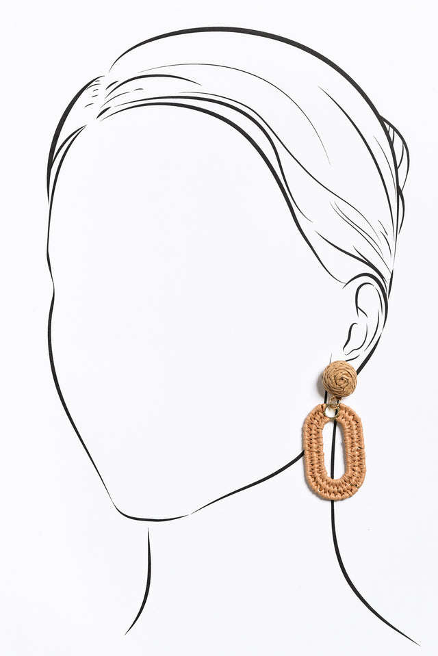 Tilby Beige Woven Oval Drop Earrings image 2