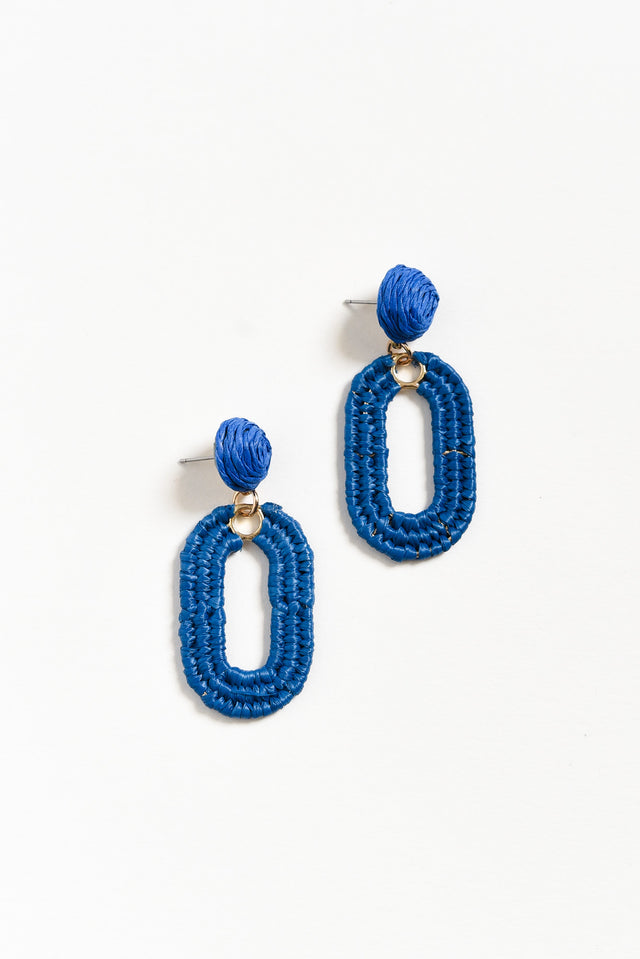Tilby Blue Woven Oval Drop Earrings