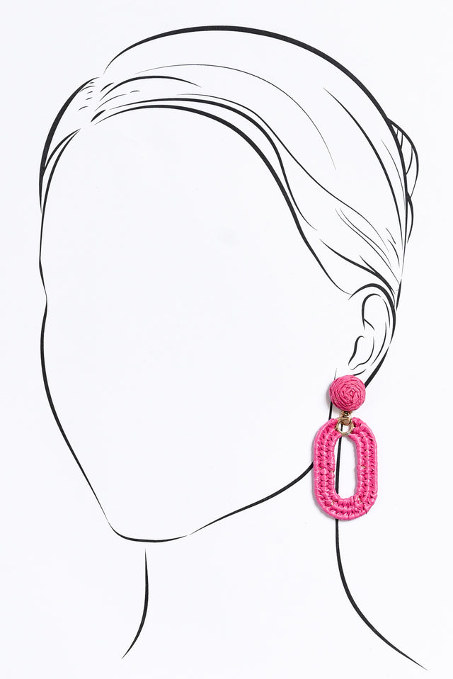 Tilby Pink Woven Oval Drop Earrings image 2