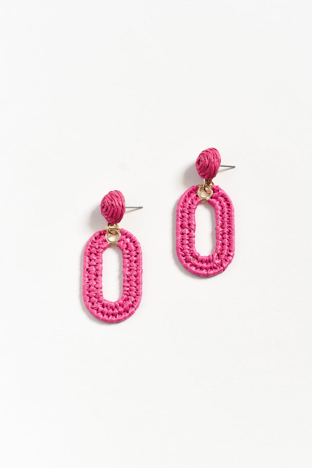 Tilby Pink Woven Oval Drop Earrings
