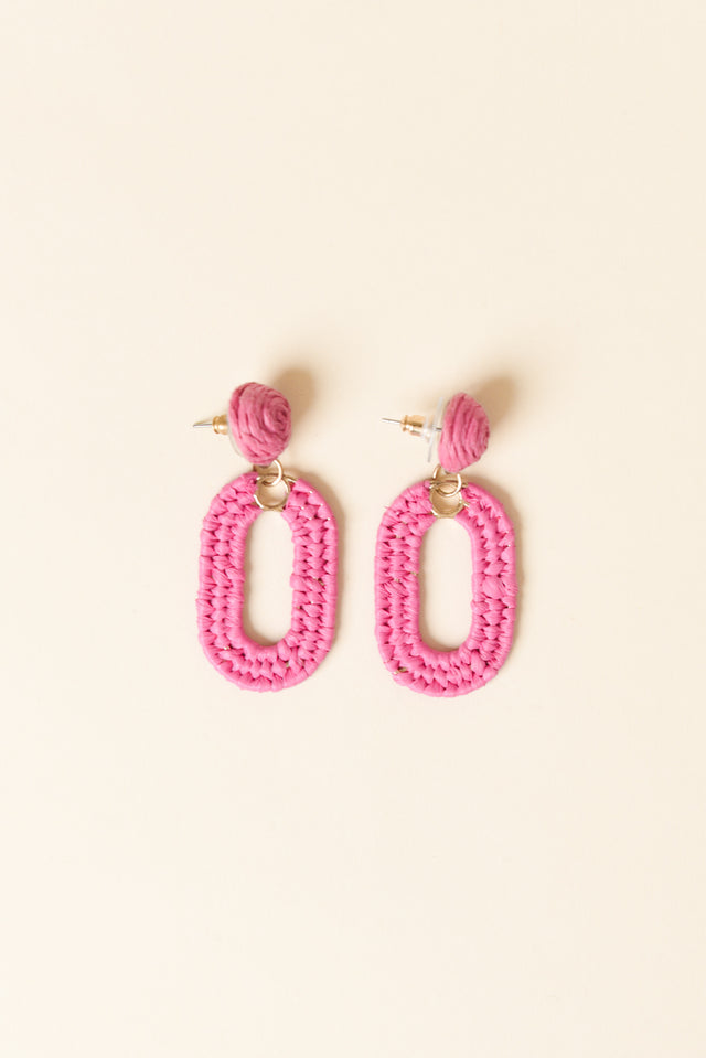 Tilby Pink Woven Oval Drop Earrings