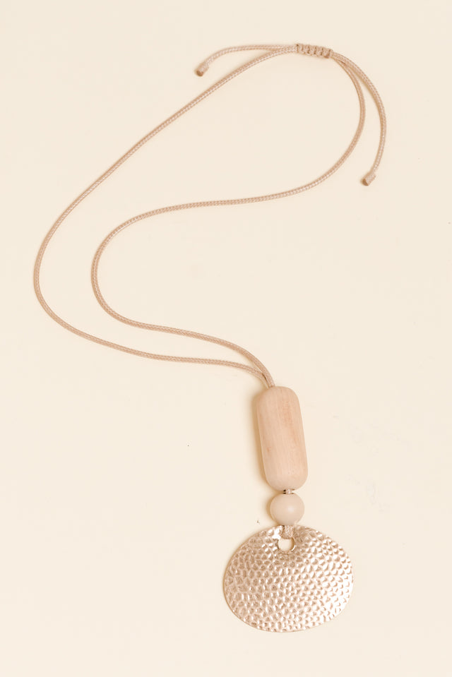 Tina Gold Beaten Pendant Necklace