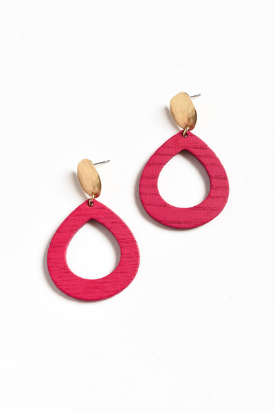 Tinsley Fuchsia Wood Earrings