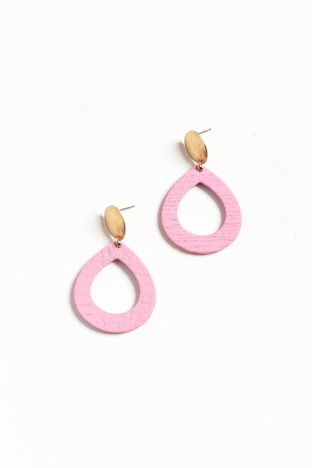 Tinsley Pink Wood Earrings image 1