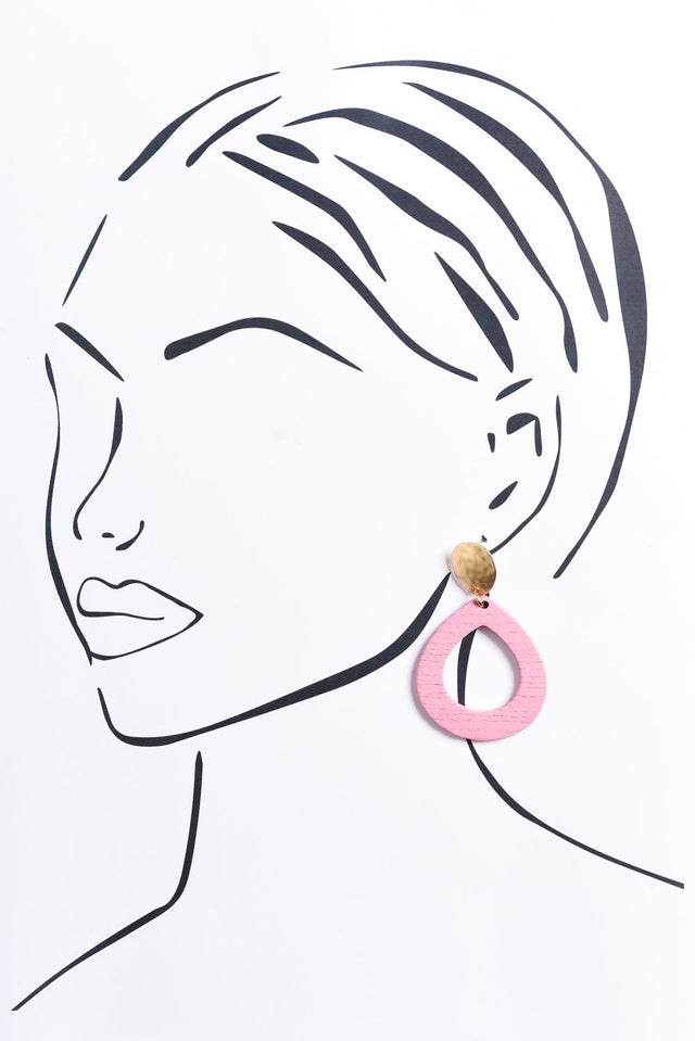 Tinsley Pink Wood Earrings image 2