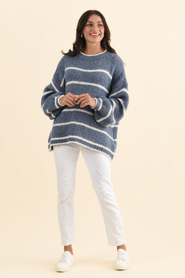 Tonya Steel Stripe Knit Jumper,Brunette model,alt text|model:Brontie image 7