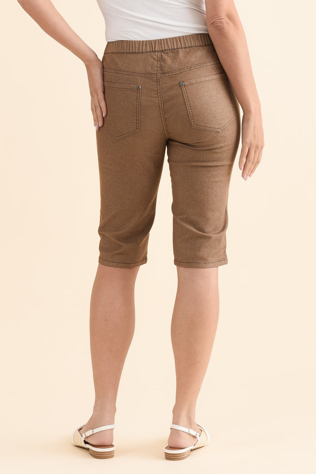 Tora Mocha Stretch Shorts,Back,Brunette model,alt text|model:MJ image 6