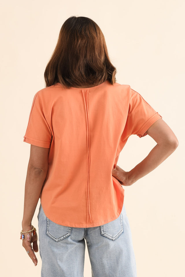 Toronto Orange Cotton Tee,Back,Brunette model,alt text|model:Cara image 4