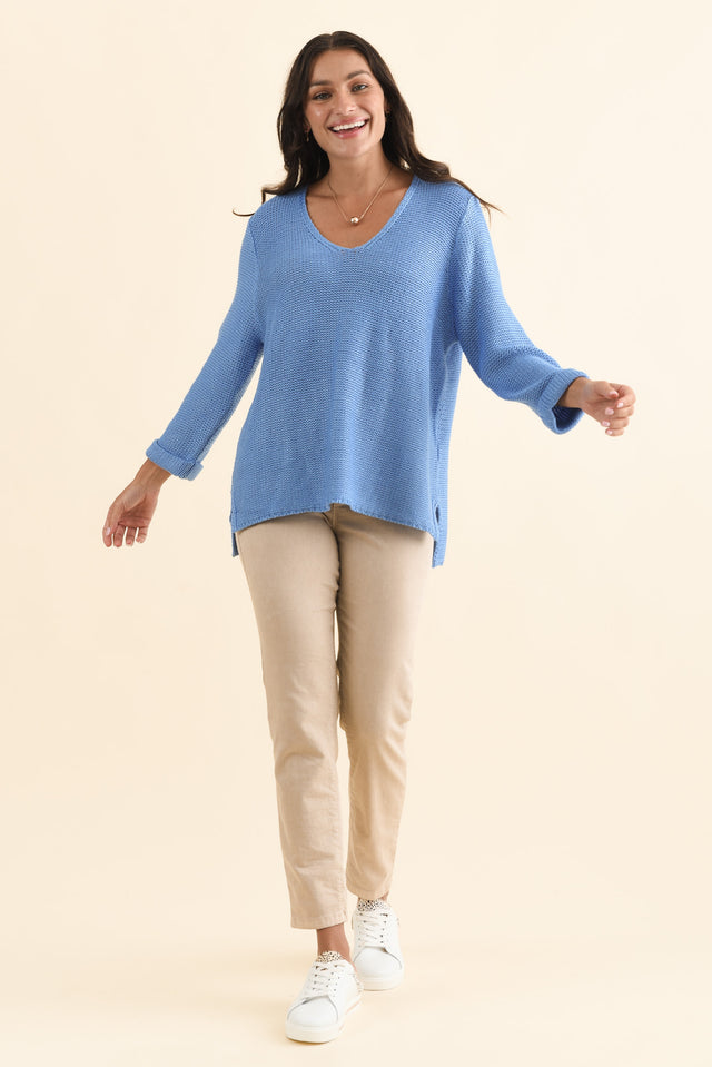 Toulouse Blue Cotton Jumper,Brunette model,alt text|model:Brontie image 8
