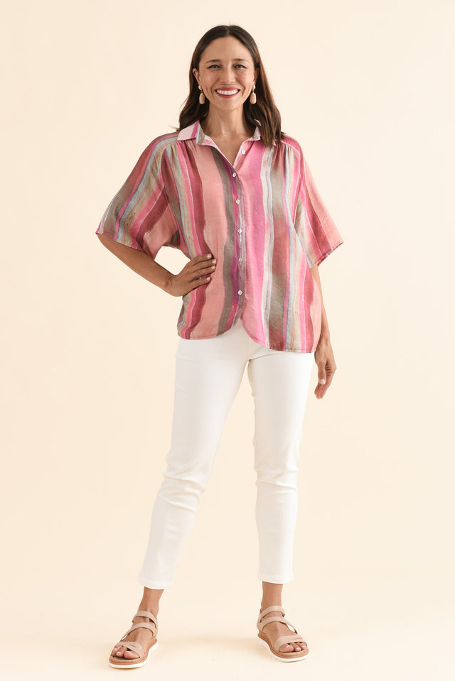 Missy White 7/8 Stretch Pants,Full Body,Brunette model,alt text|model:Cara image 2