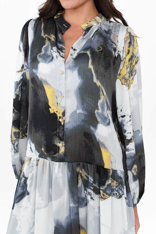 Transfixed Black Marble Midi Shirt Dress image 5
