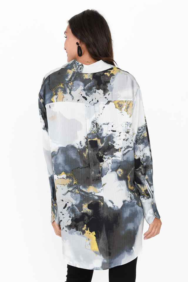 Transfixed Black Marble Tunic Top image 4