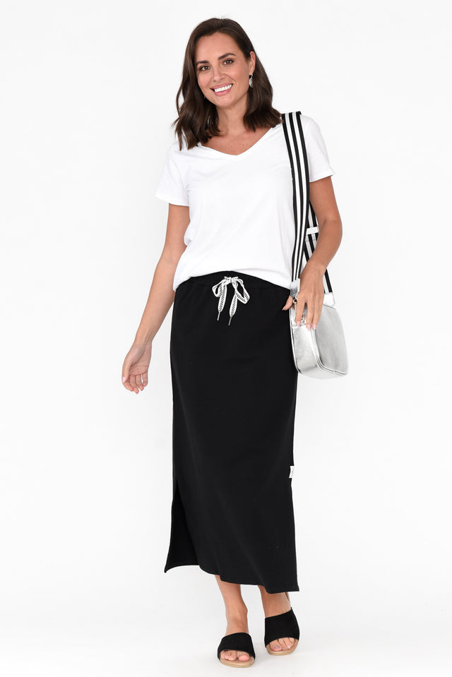 Travel Black Cotton Maxi Skirt