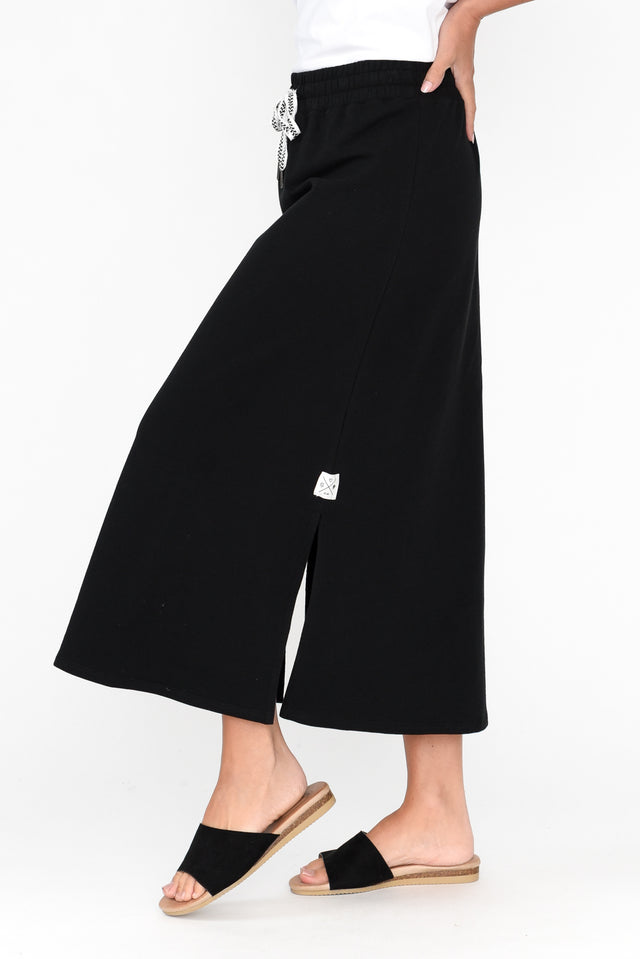 Travel Black Cotton Maxi Skirt