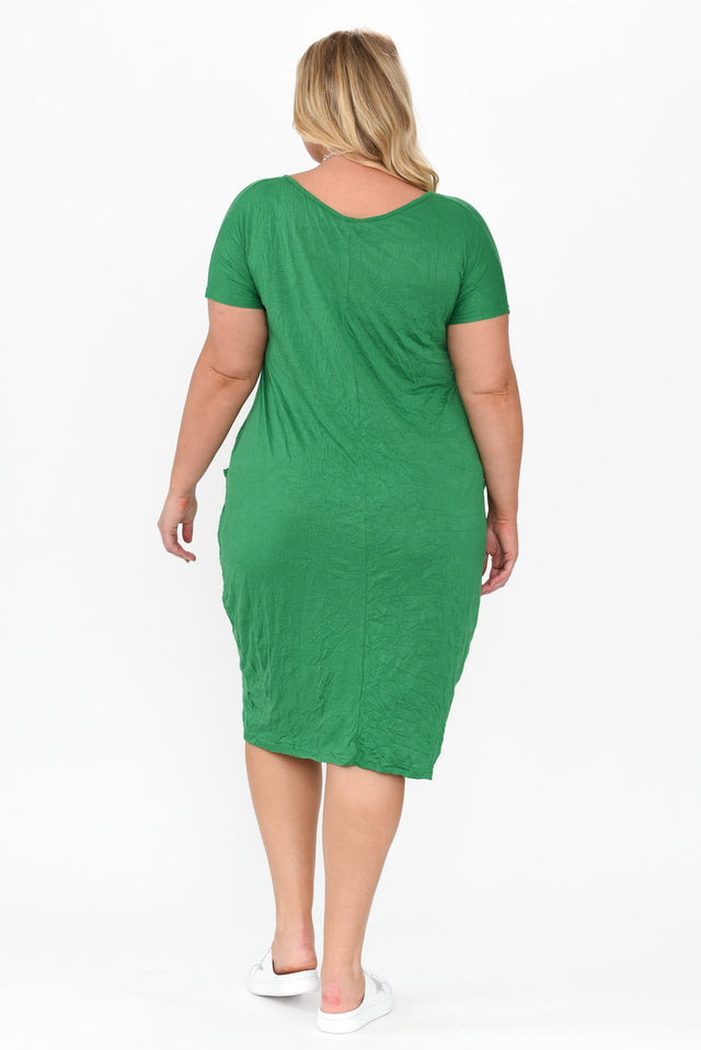 Travel Green Crinkle Cotton Dress