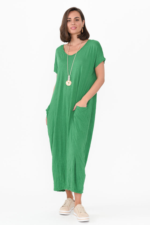 Travel Green Crinkle Cotton Maxi Dress image 7