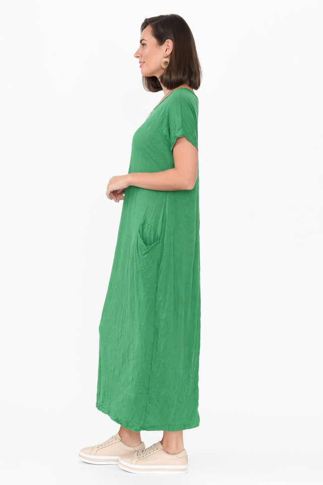 Travel Green Crinkle Cotton Maxi Dress image 4
