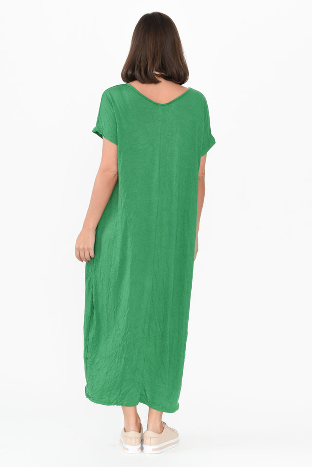 Travel Green Crinkle Cotton Maxi Dress image 5