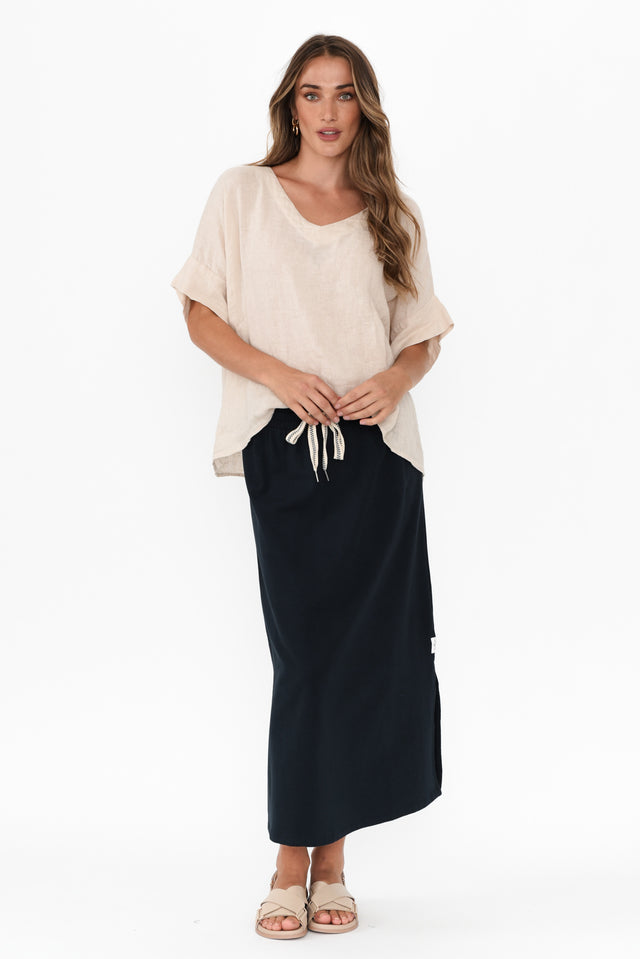 Travel Navy Cotton Maxi Skirt image 6