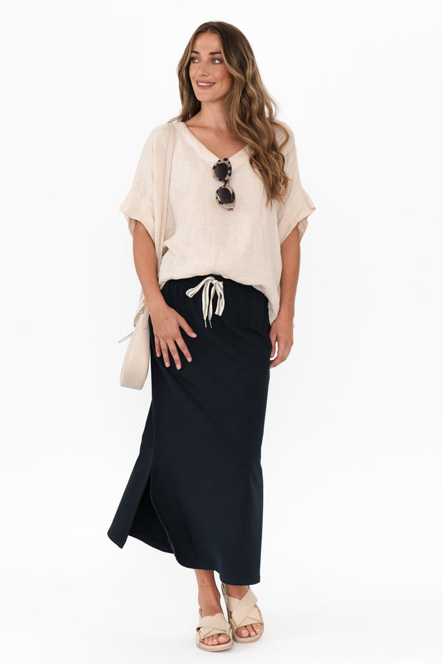 Travel Navy Cotton Maxi Skirt image 2