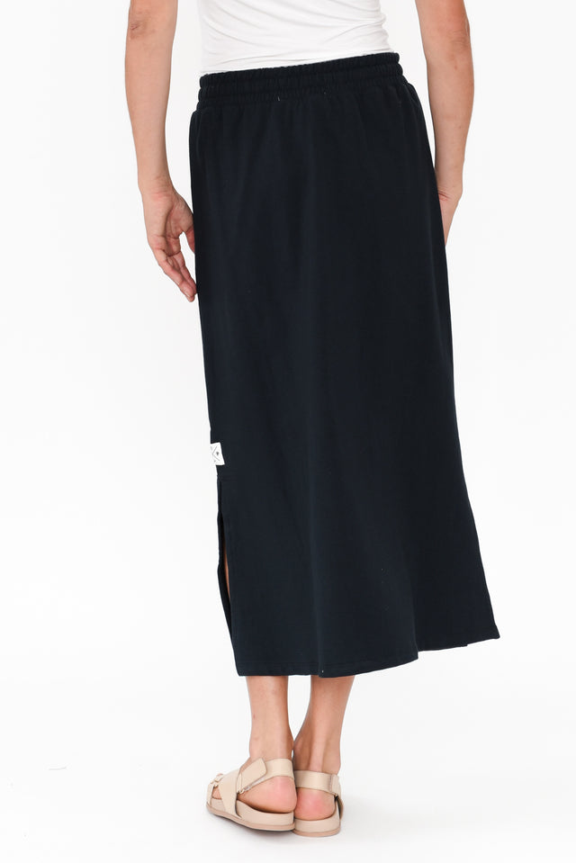 Travel Navy Cotton Maxi Skirt image 4