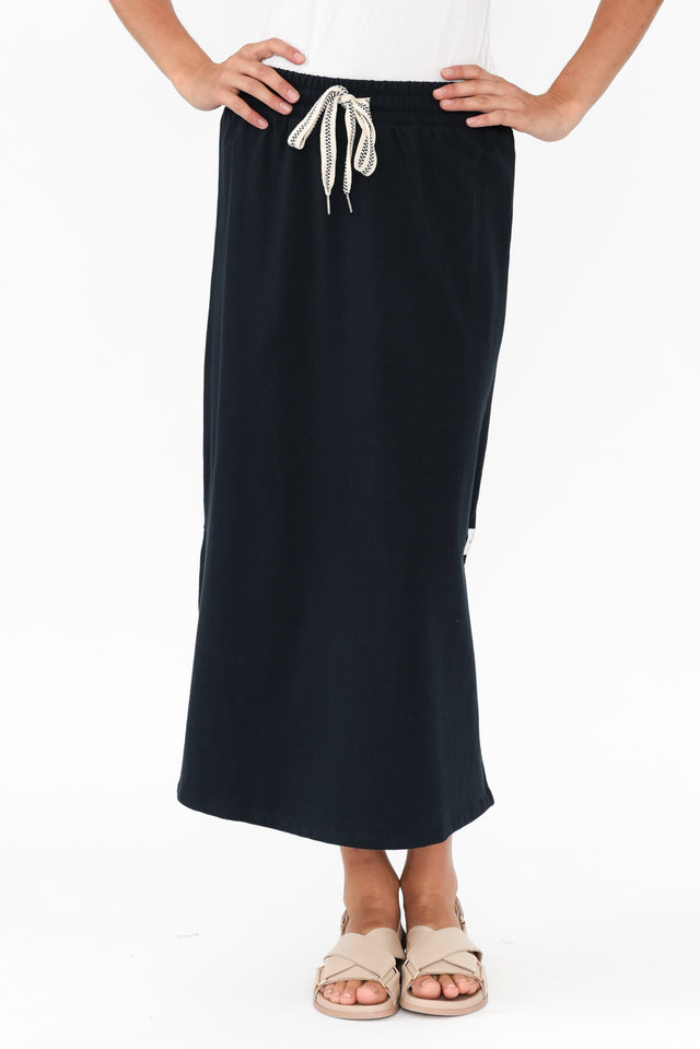 Travel Navy Cotton Maxi Skirt image 1