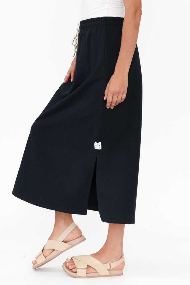 Travel Navy Cotton Maxi Skirt image 3