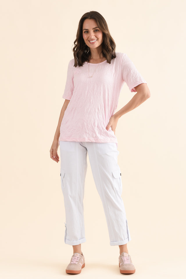 Travel No-Iron Pink Scoop Neck Top,Full Body,Brunette model,alt text|model:MJ image 2